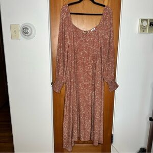 in loom peasant floral print long sleeve maxi dress